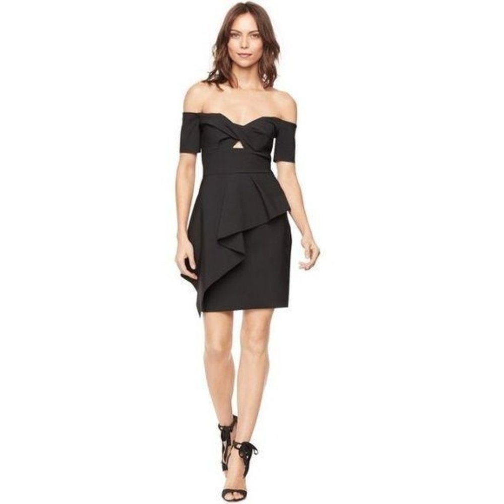 Milly Vanessa Cocktail Dress Black Cutout Strapless A-Line Short Sleeve Size 10
